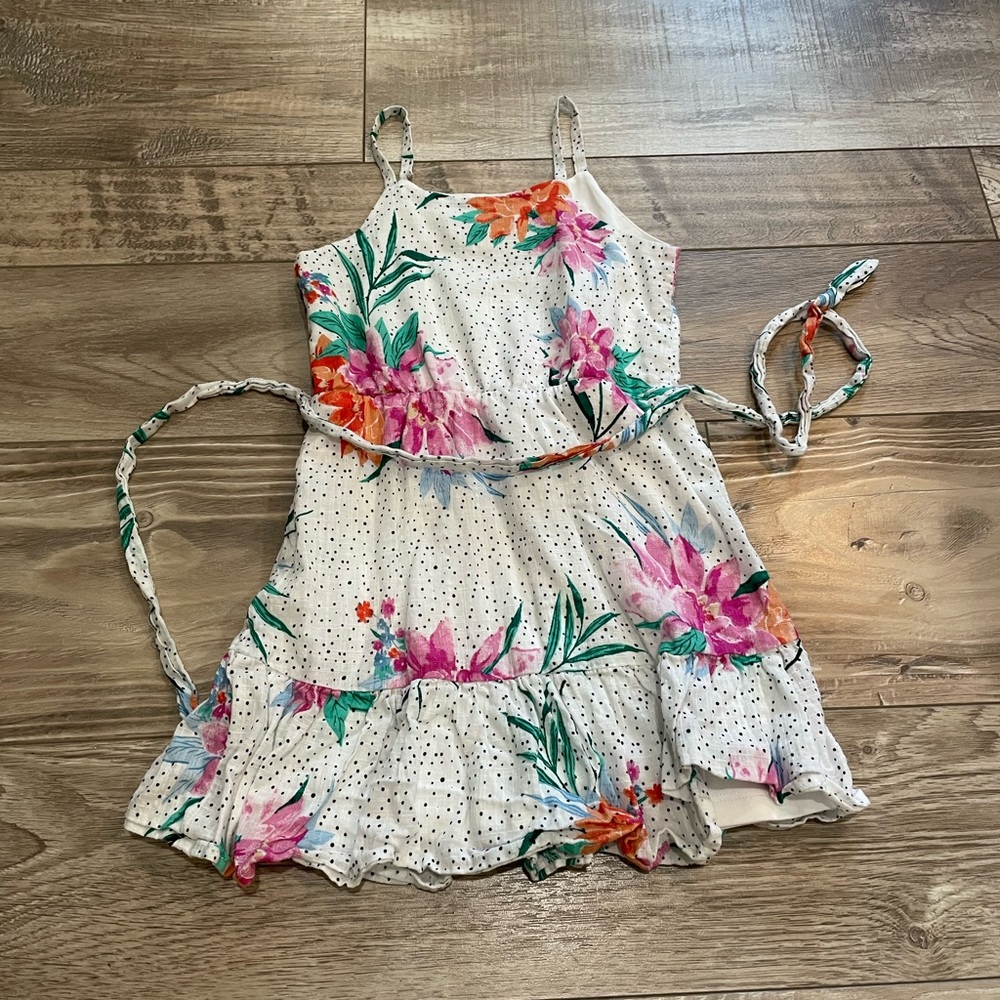 GB girls white black speckle floral print summer dress